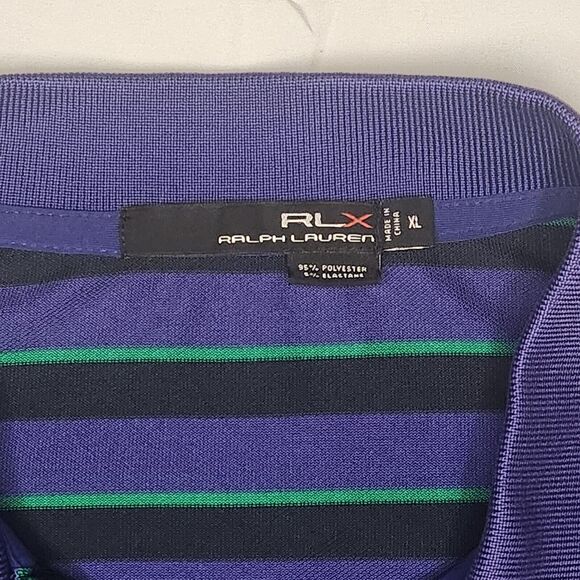 Ralph Lauren RLX Mens XL Atlanta Athletic Club Striped Polo Purple Green Black - Picture 7 of 12